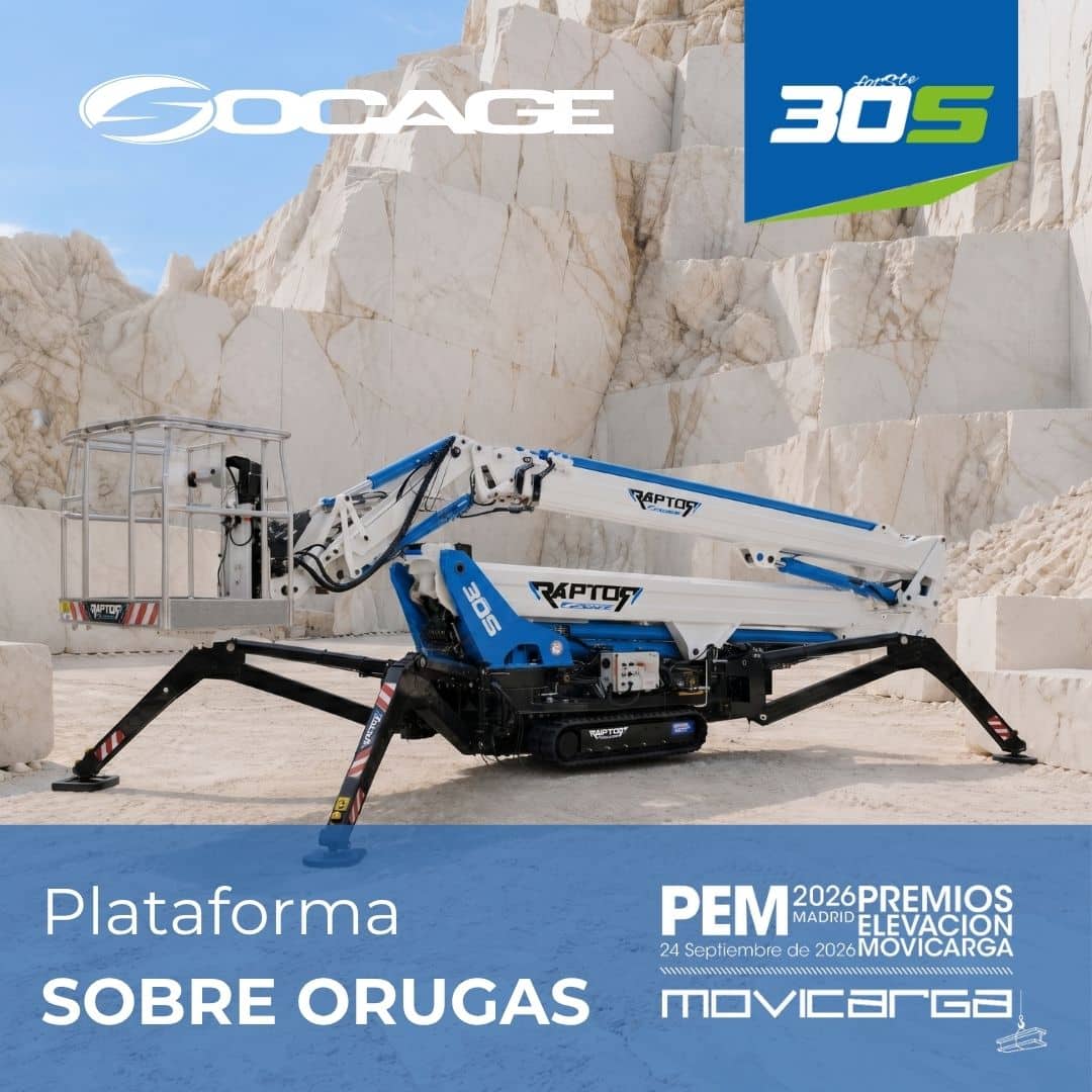 SOCAGE RAPTOR 30S, candidata a los Premios Movicarga 2026 en la categoría de Plataforma sobre Orugas